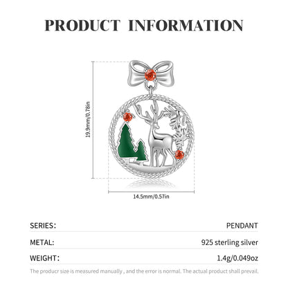 S925 Sterling Silver Hollow Necklace Elk Necklace Christmas Jewelry