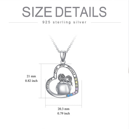 Special Connection White Gold Plated Cubic Zirconia Granny Necklace In Sterling Silver