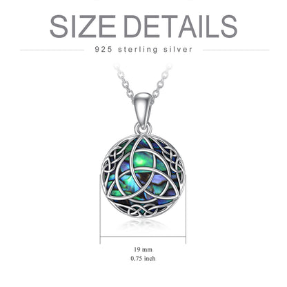 Beautiful Vintage Sterling Silver Trinity Celtic Knot Lucky Necklace With Simulated Abalone Shell