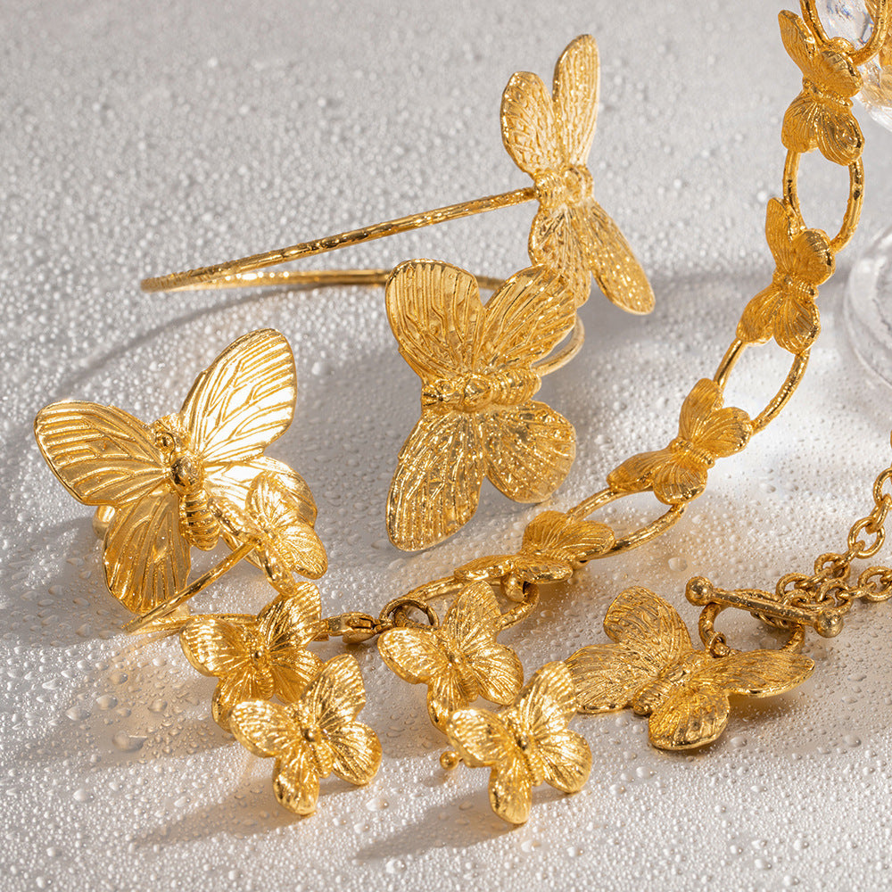 European And American Retro Alluvial Gold Butterfly Suit Series Middle Ancient