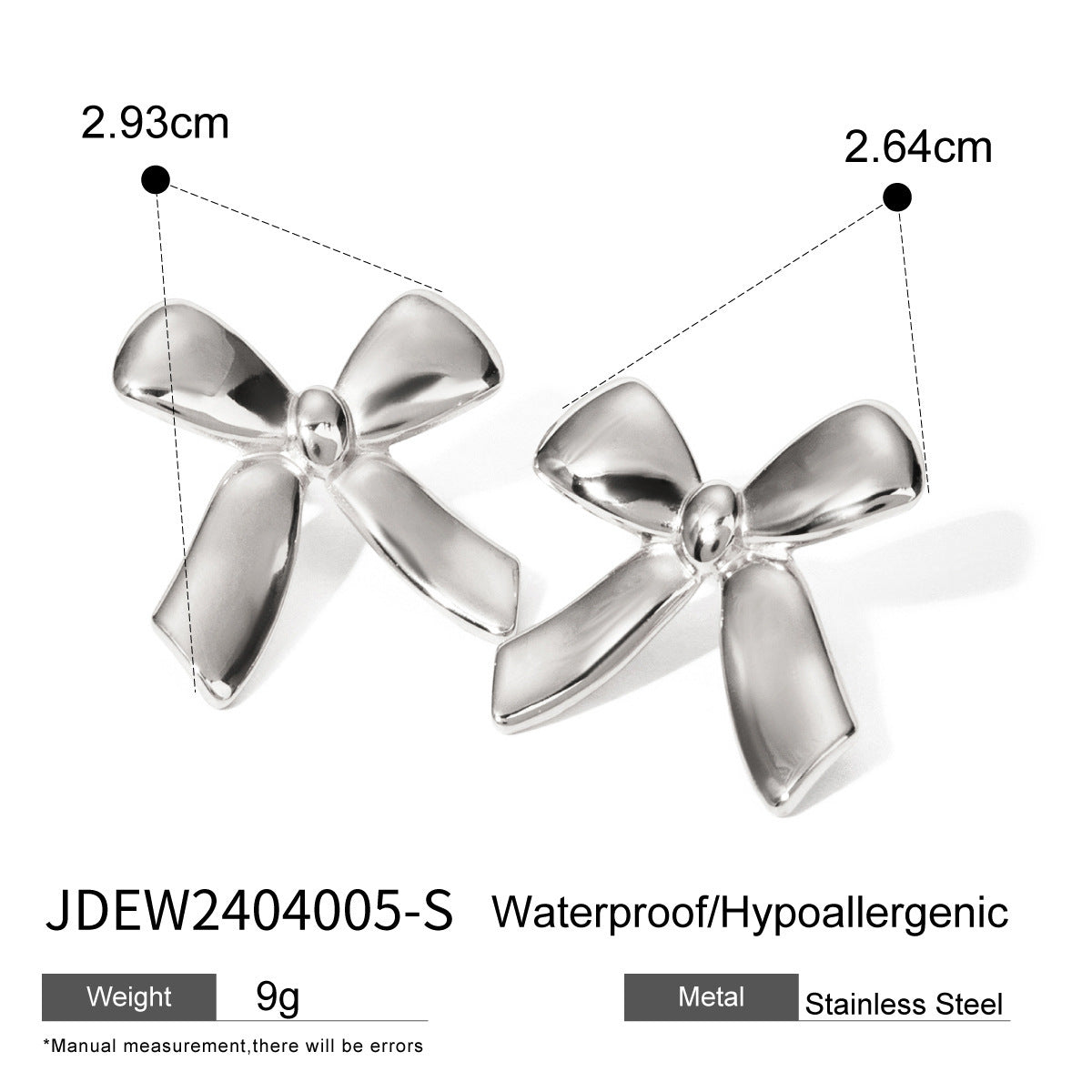 Stainless Steel Glossy Bow Earrings