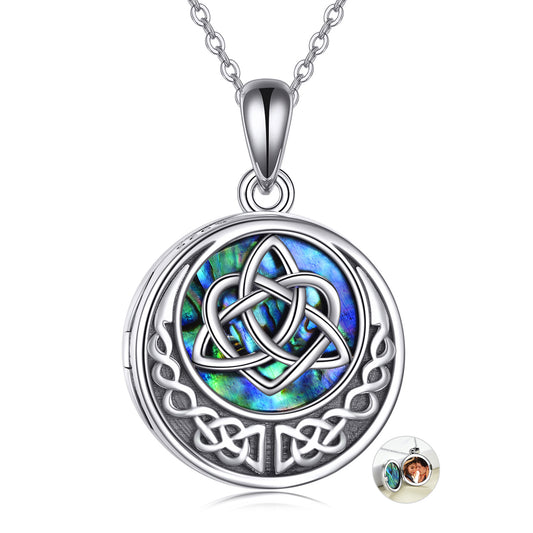 A 925 Sterling Silver Celtic Knot Photo Locket Necklace for Women