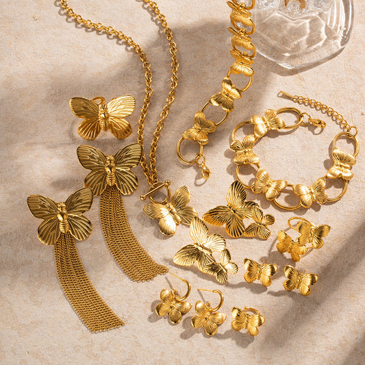 European And American Retro Alluvial Gold Butterfly Suit Series Middle Ancient